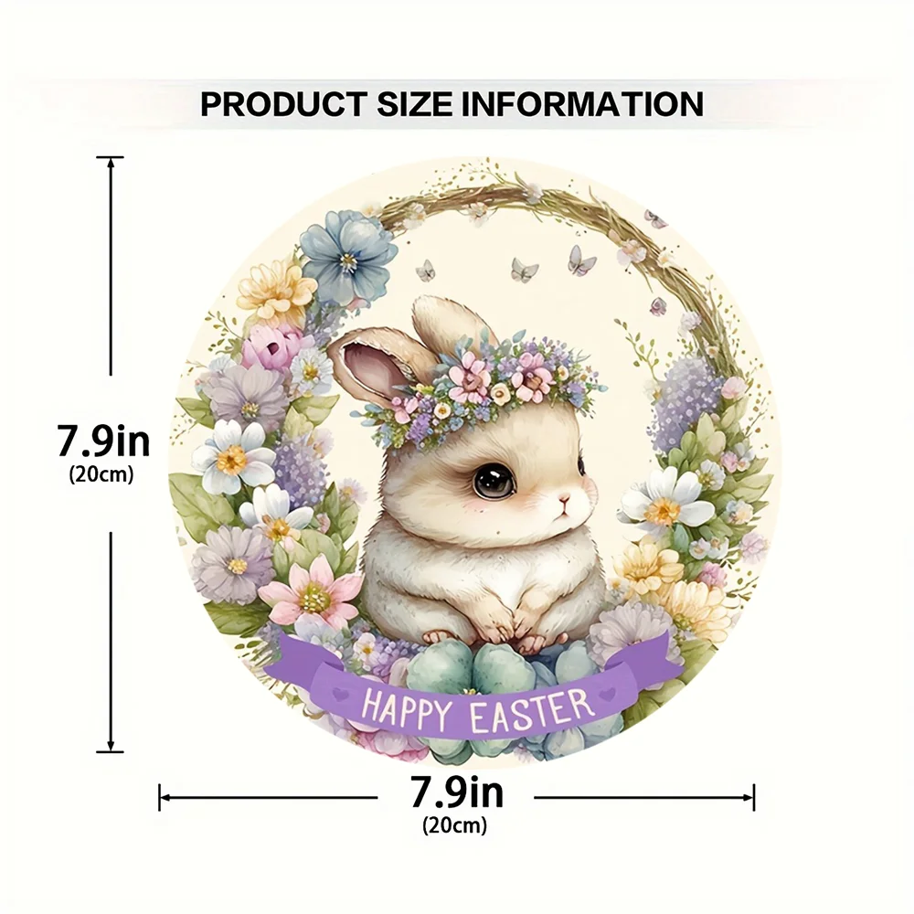1 piece, Easter cute bunny wooden round listing