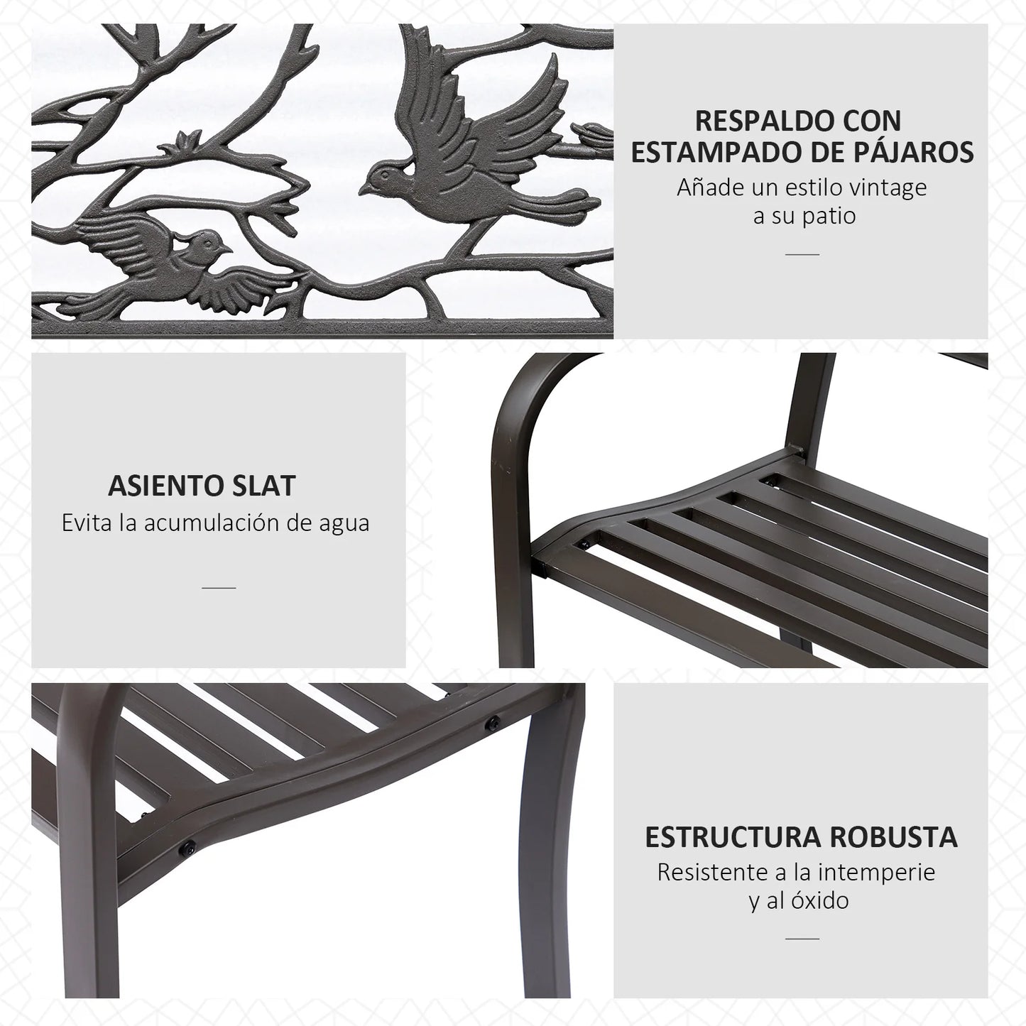 Outsunny brown animal Image backrest garden bench 127x60x85 cm