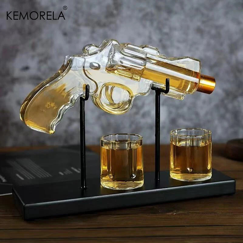 Revolver Glass Decanter Whiskey Glass Set Wine Dispenser