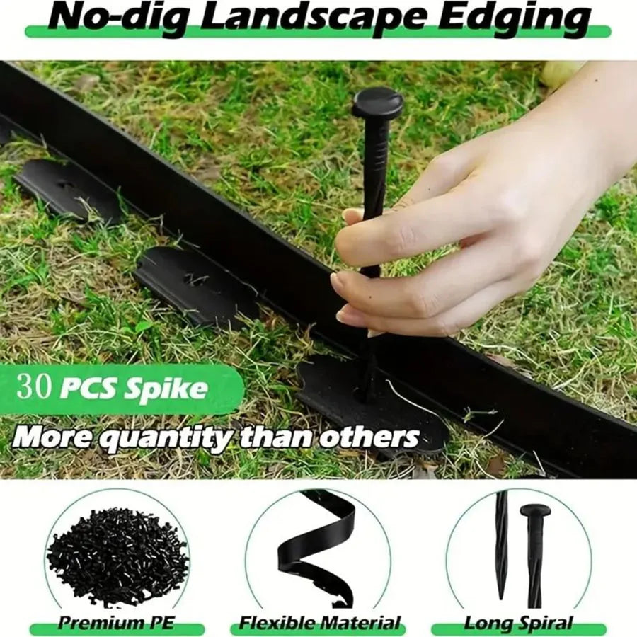 Garden Greening Grass Stone Divider With Thick Soil Barrier