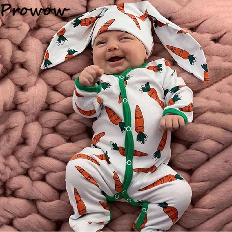 0-18M Baby Easter Clothes Cute Carrot Printed Jumpsuit