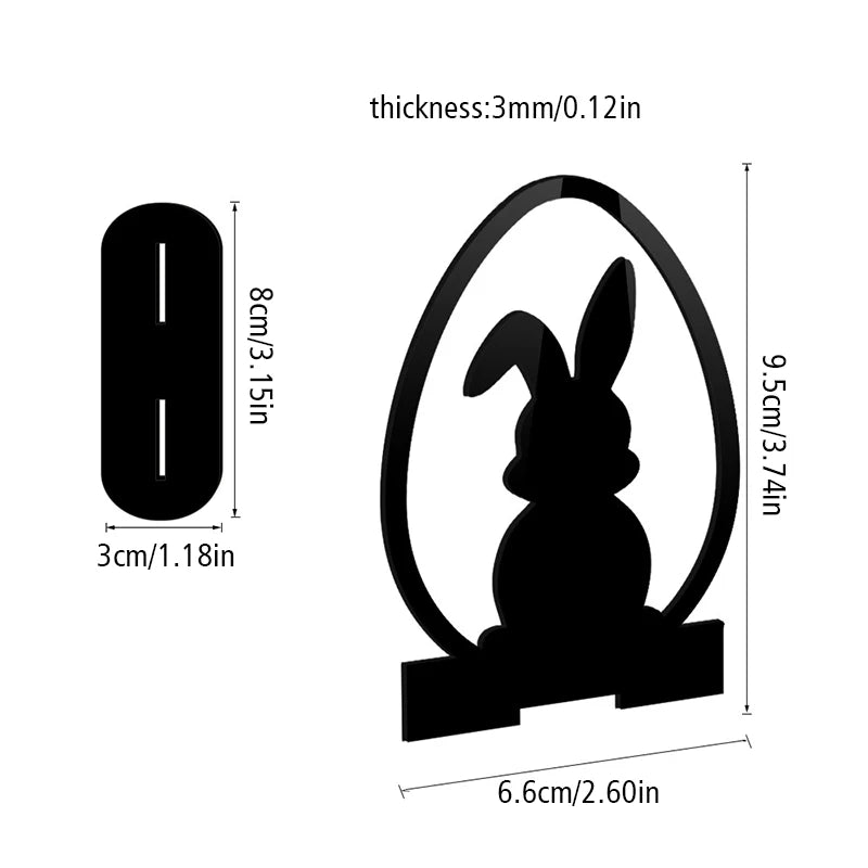 1PC Hollow Out Easter Rabbit Egg Black Acrylic Table Ornament
