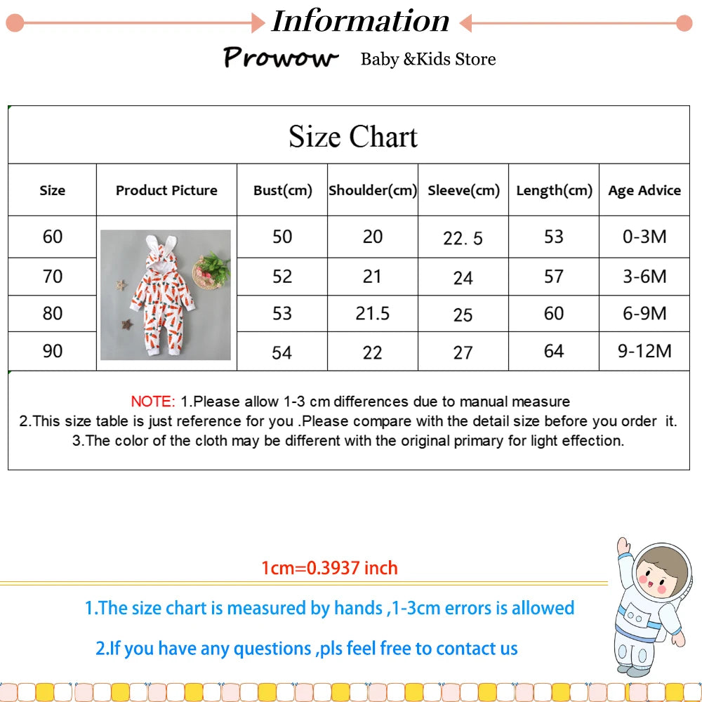 0-18M Baby Easter Clothes Cute Carrot Printed Jumpsuit