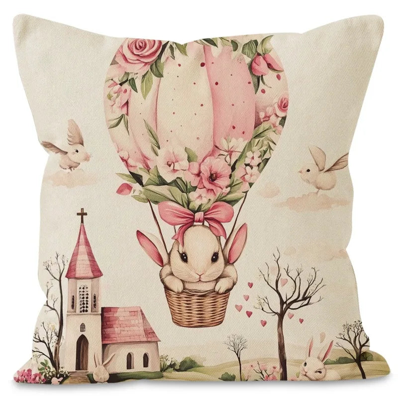 Easter Bunny Print Pattern Home Decor Pillowcase