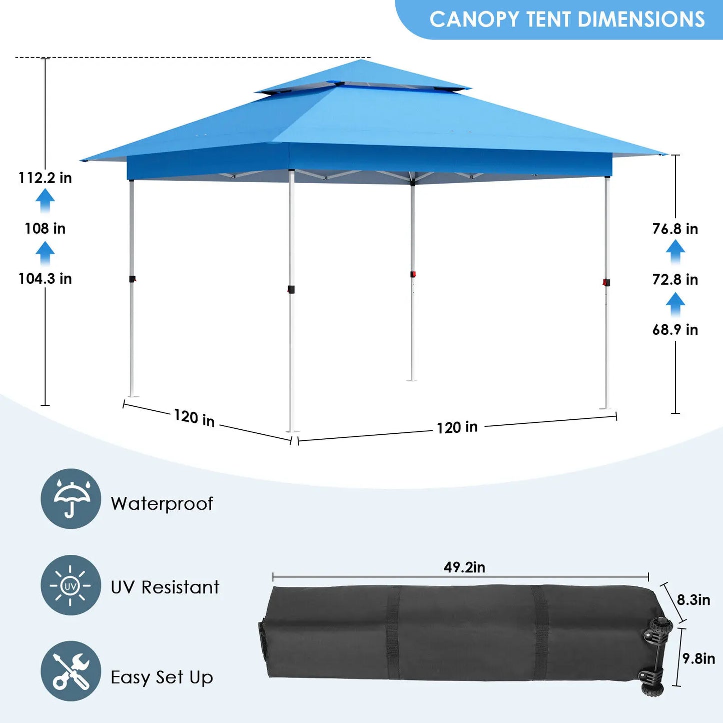 Gazebo Outdoor Pop up Canopy Tent 3.6x3.6m with Curtains and Shelter for Patio