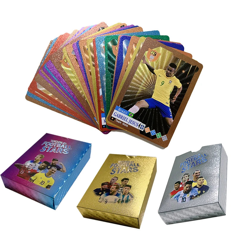 55-27PCS Football Cards Gold And Silver Limited Edition