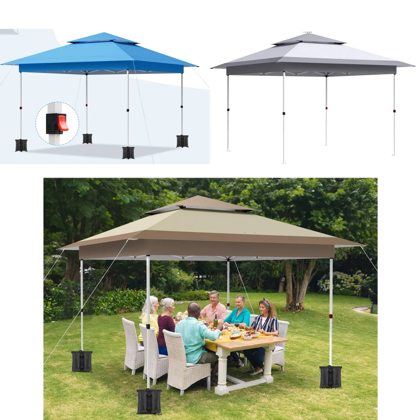 Gazebo Outdoor Pop up Canopy Tent 3.6x3.6m with Curtains and Shelter for Patio