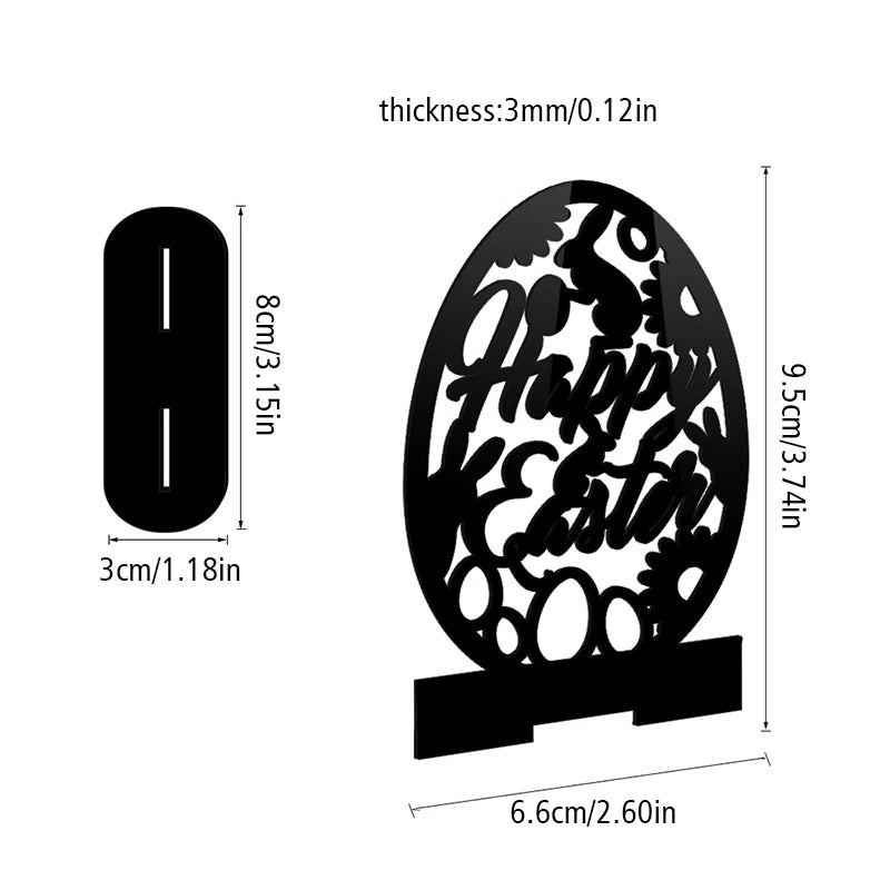 1PC Hollow Out Easter Rabbit Egg Black Acrylic Table Ornament