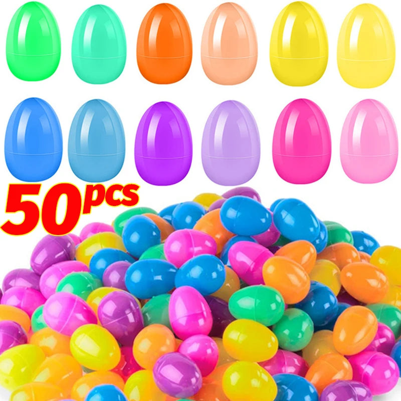50/10PCS Easter Fillable Eggs Colorful Plastic