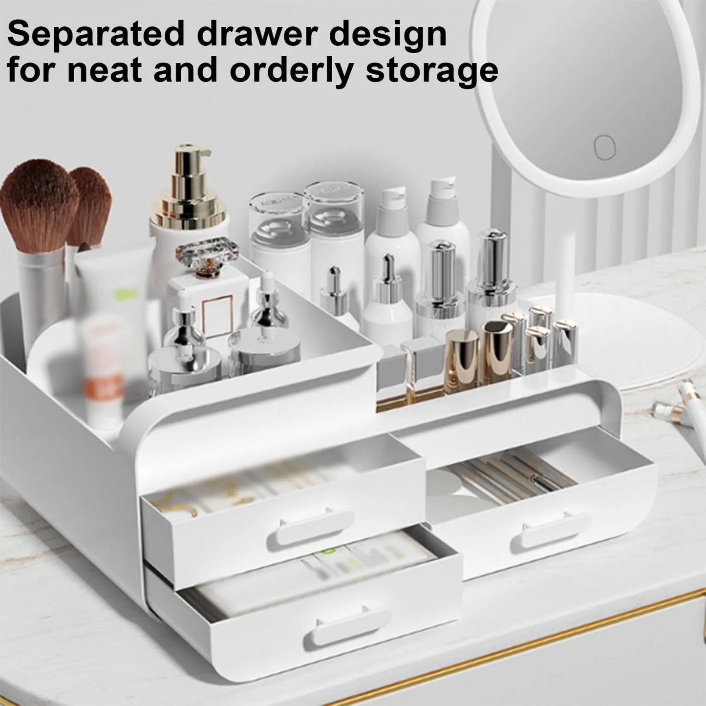Large Countertop Cosmetics Desktop Storage Box with Drawers