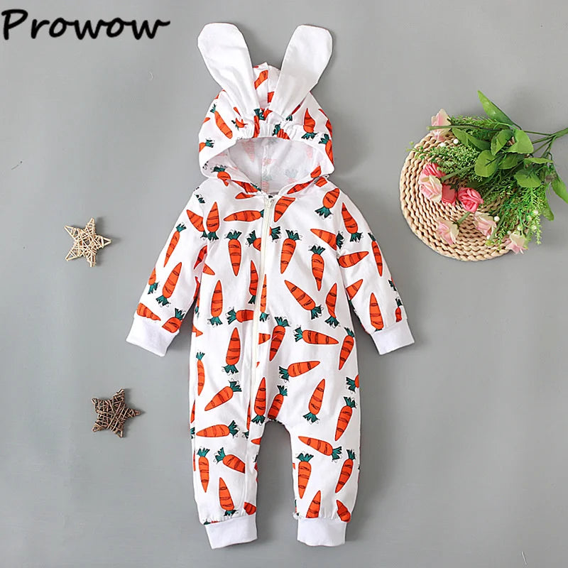 0-18M Baby Easter Clothes Cute Carrot Printed Jumpsuit