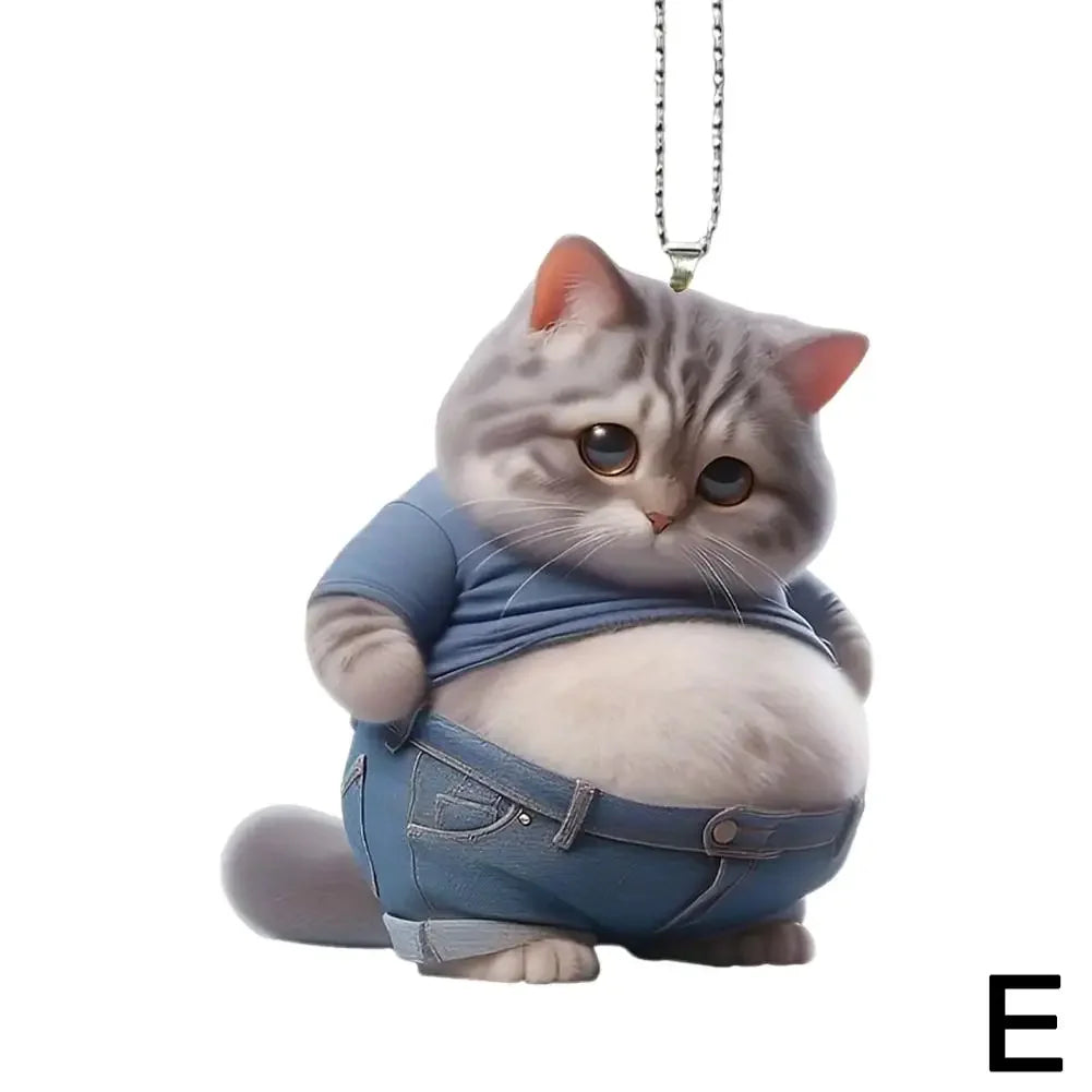 2D Car Cute Cat-Shaped Pendant Realistic Animal Rearview
