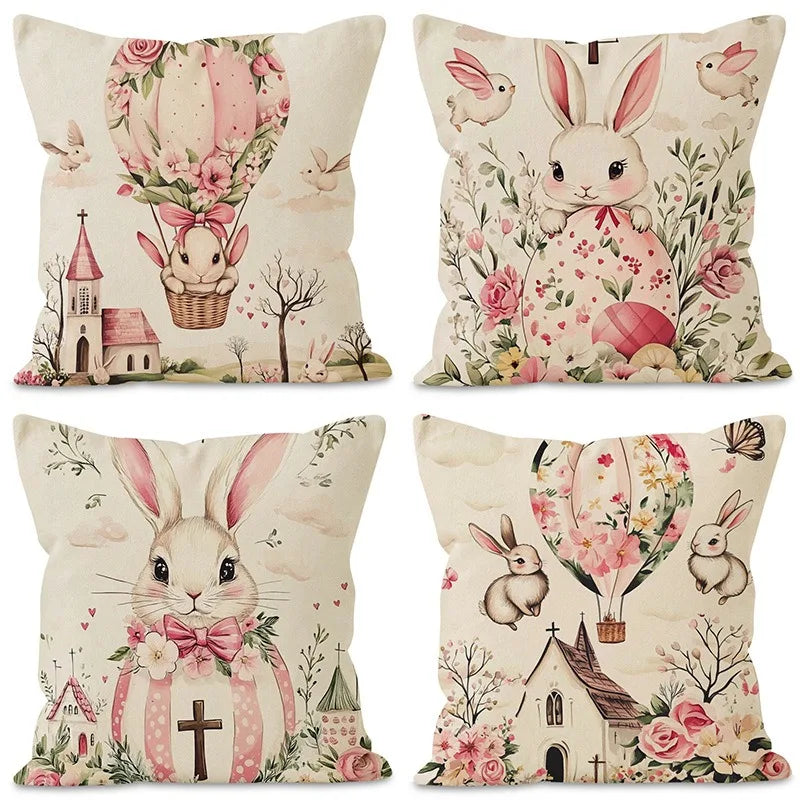 Easter Bunny Print Pattern Home Decor Pillowcase