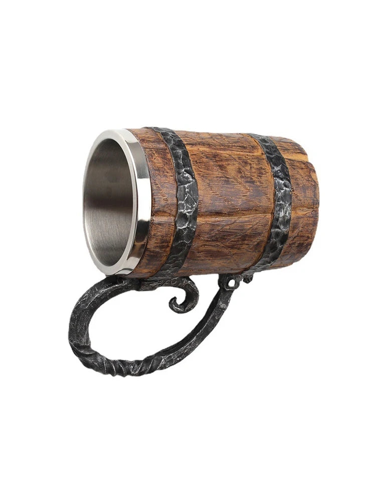 Creative Wooden Barrel Beer Mug Viking Style