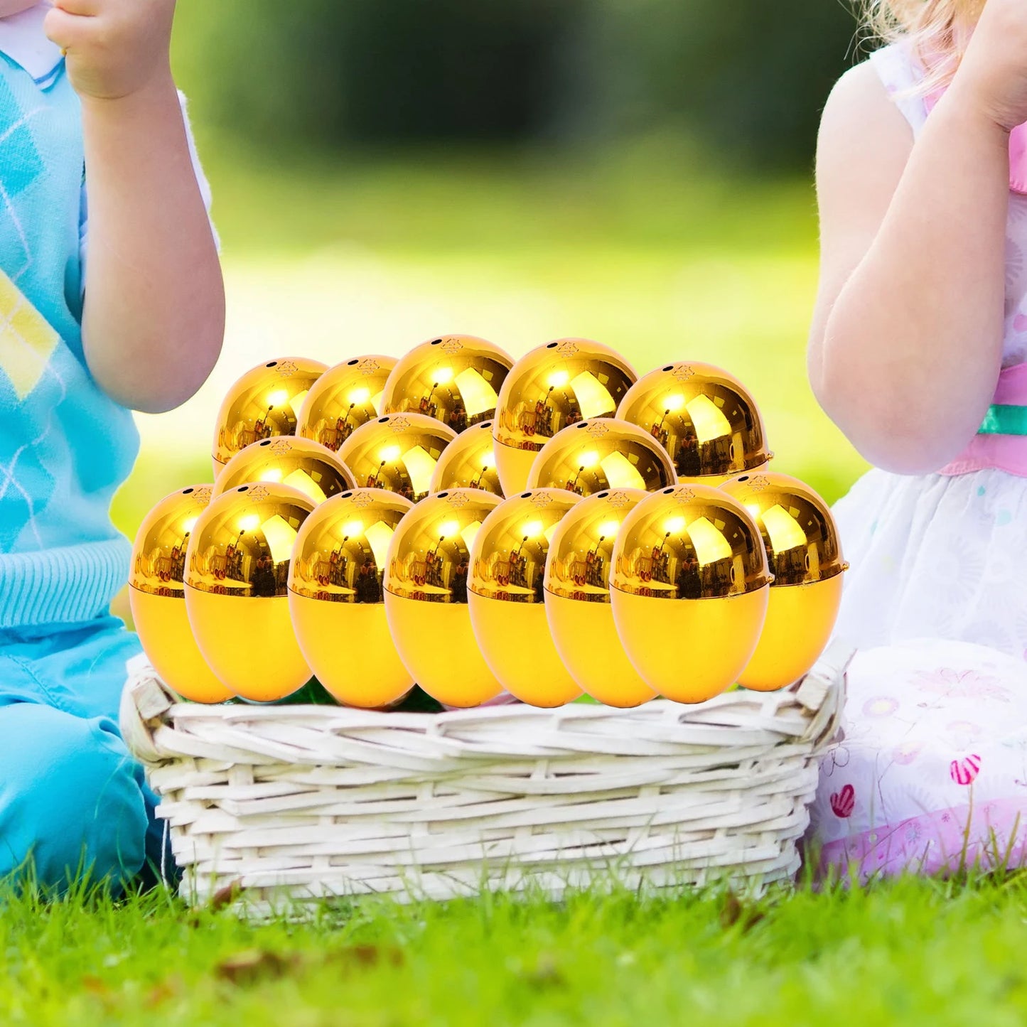24/6PCS Easter Golden Egg Party Yard Game Prizes Supplies