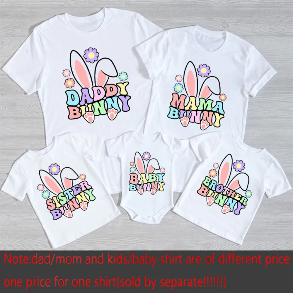 Dad Mom Sis Bro Baby Buuny Printed Shirts Easter Party Family