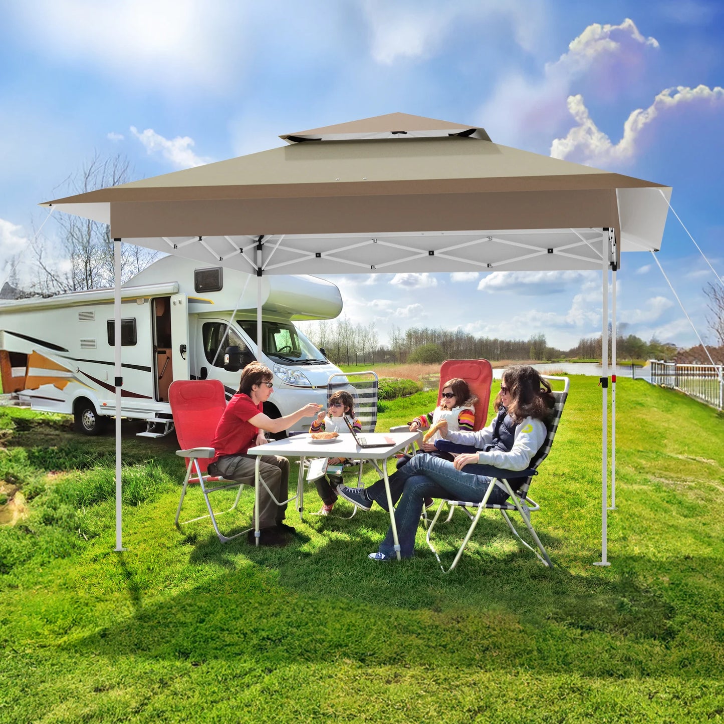 Gazebo Outdoor Pop up Canopy Tent 3.6x3.6m with Curtains and Shelter for Patio