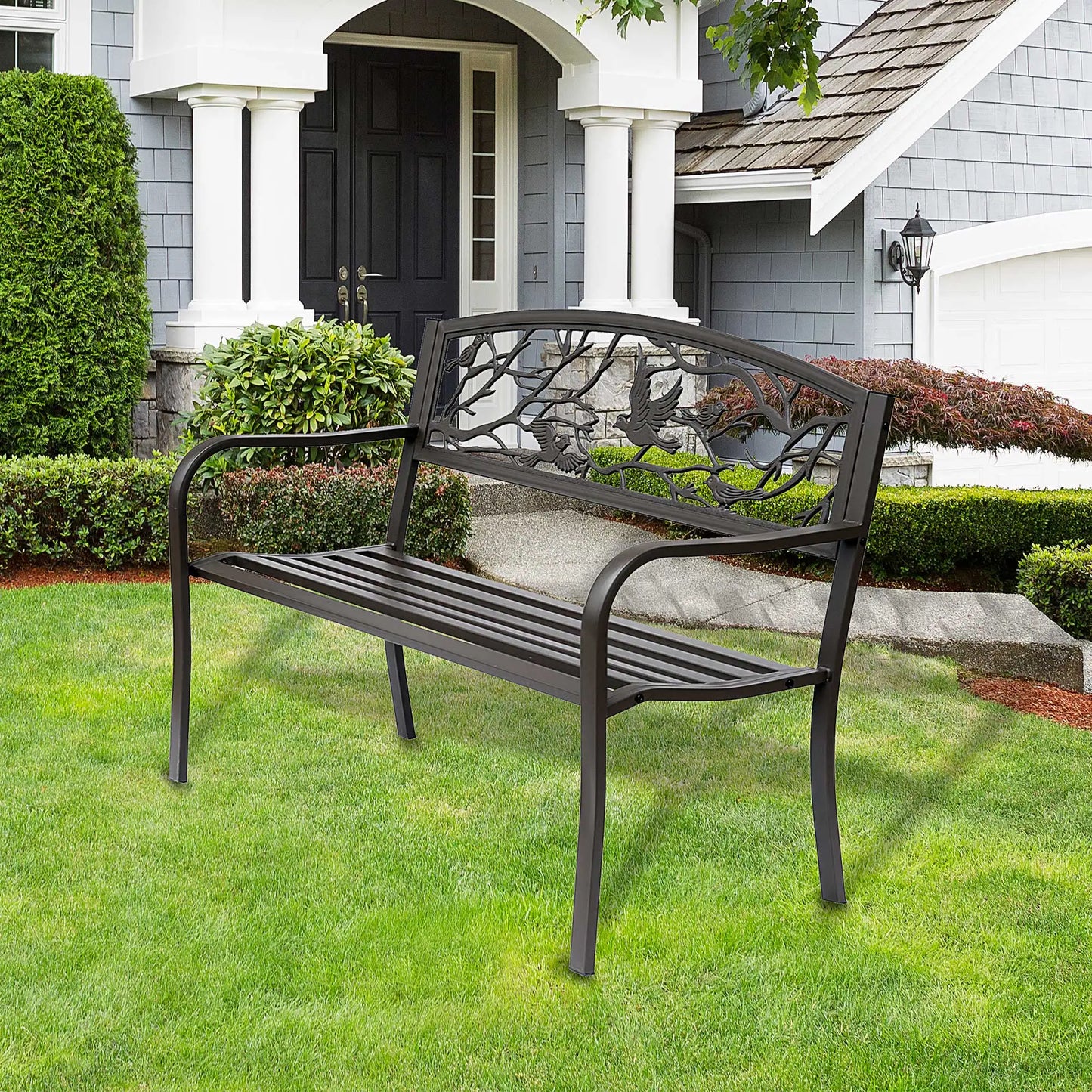 Outsunny brown animal Image backrest garden bench 127x60x85 cm