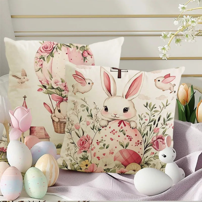 Easter Bunny Print Pattern Home Decor Pillowcase