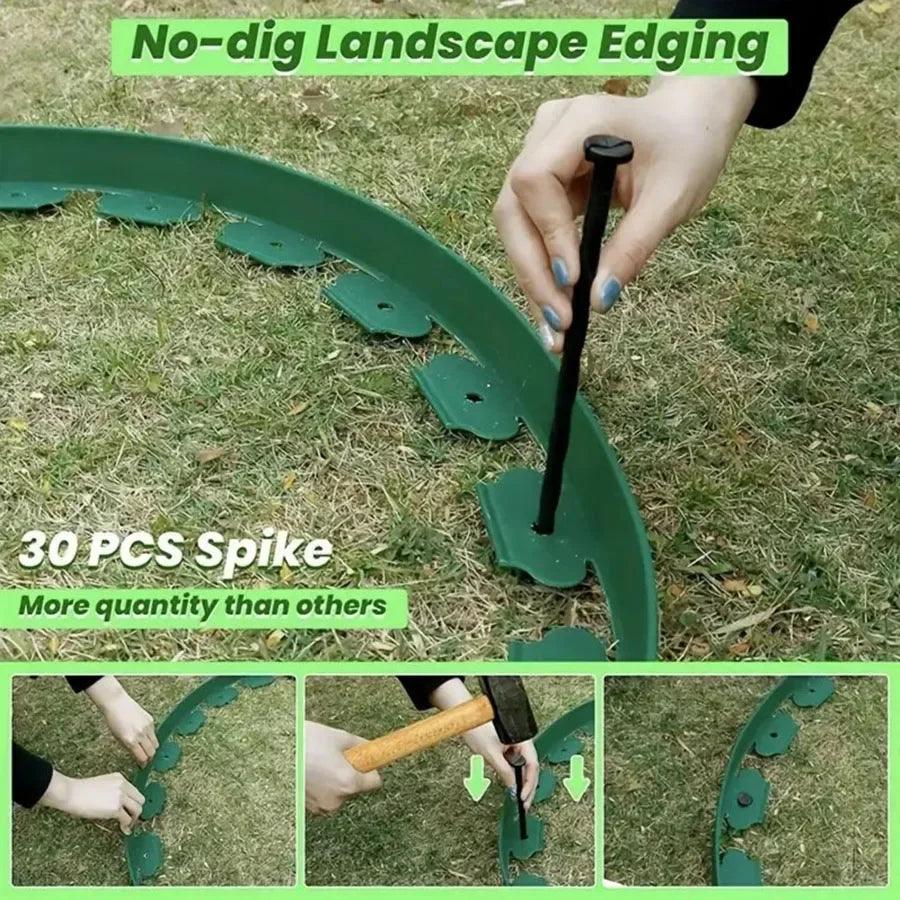 Garden Greening Grass Stone Divider With Thick Soil Barrier