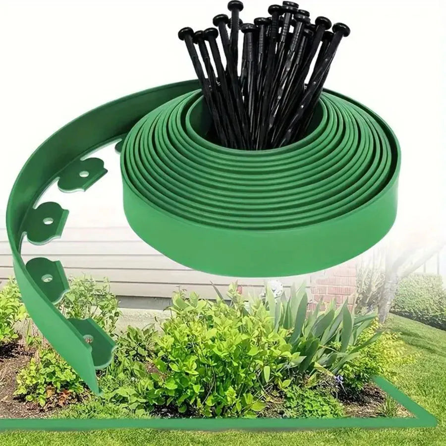 Garden Greening Grass Stone Divider With Thick Soil Barrier