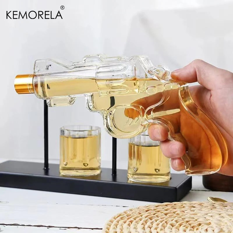 Revolver Glass Decanter Whiskey Glass Set Wine Dispenser