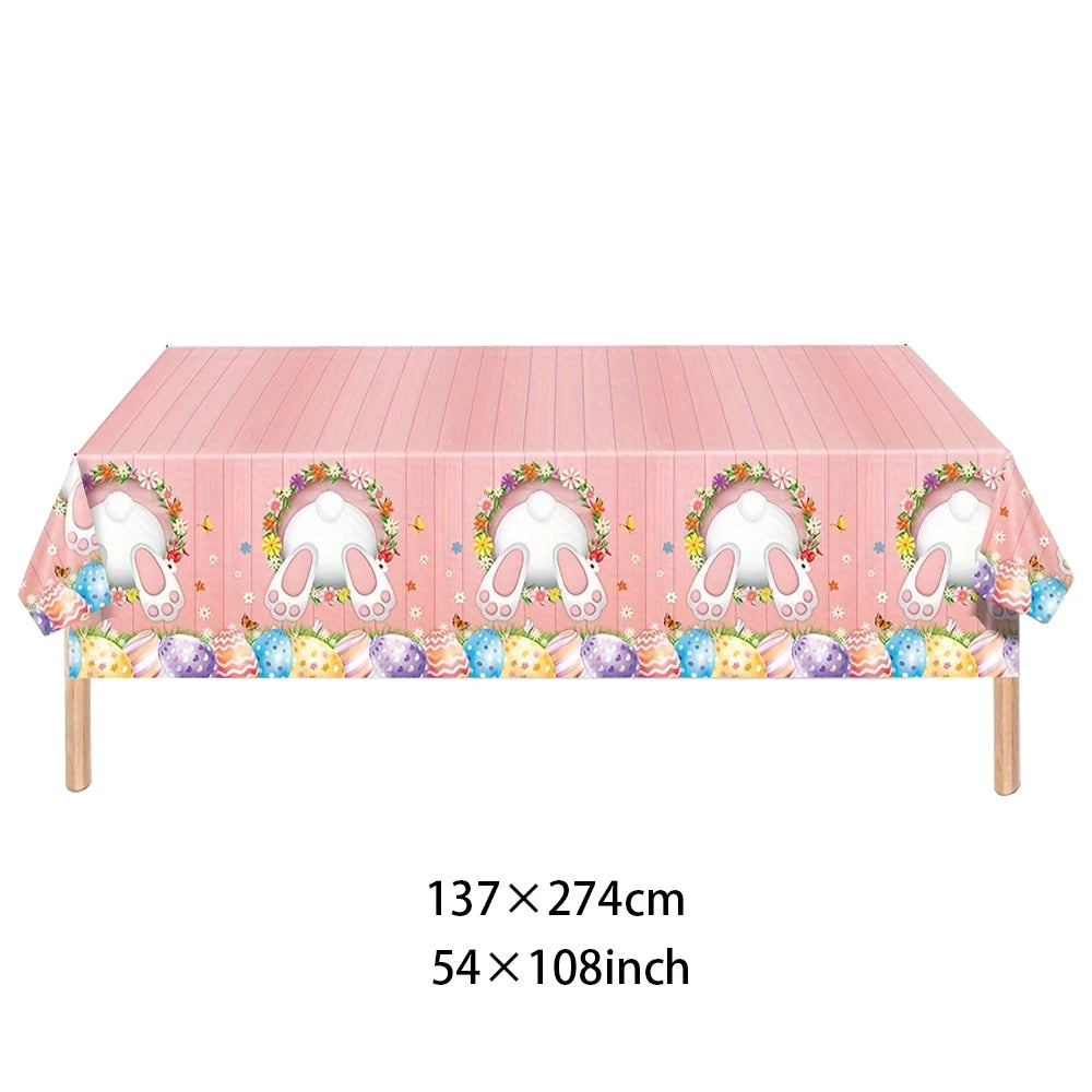 1pcs Table cover Linen Easter Bunny Rabbit