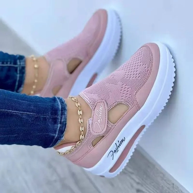Red Casual Shoes Women Breathable