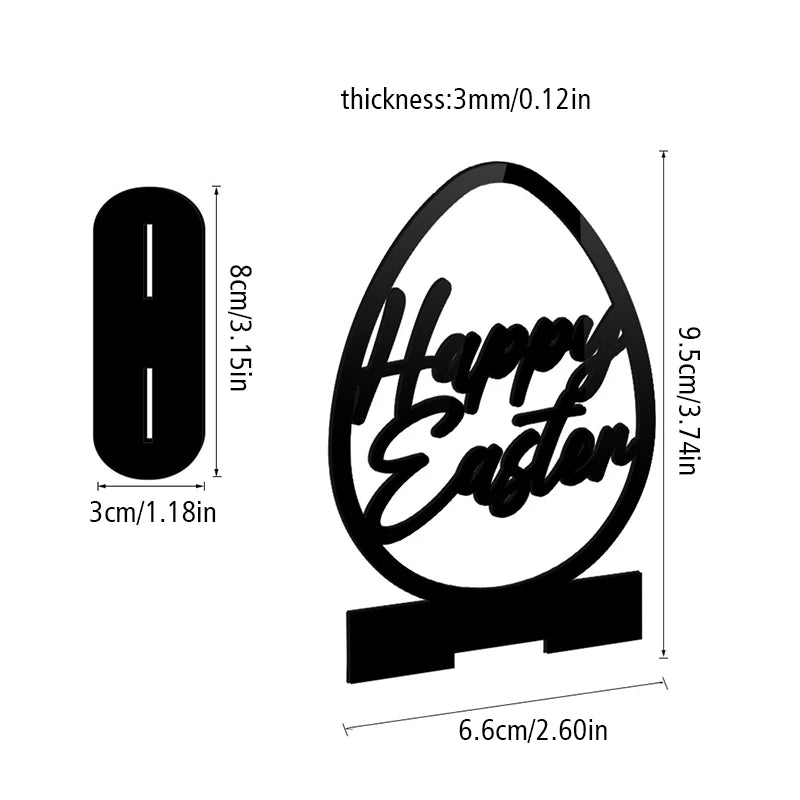1PC Hollow Out Easter Rabbit Egg Black Acrylic Table Ornament