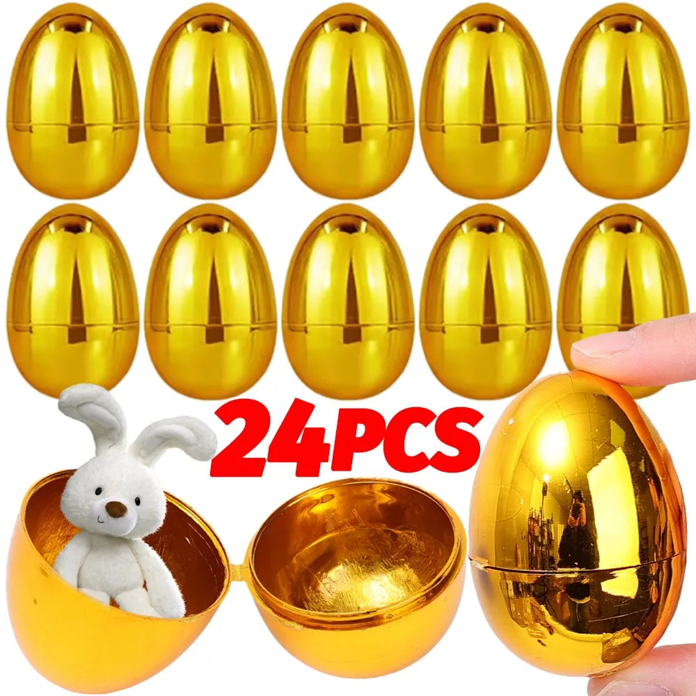 24/6PCS Easter Golden Egg Party Yard Game Prizes Supplies