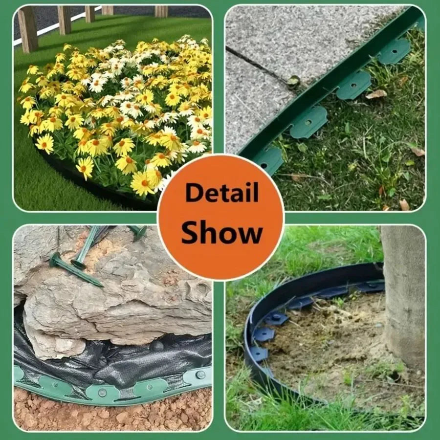 Garden Greening Grass Stone Divider With Thick Soil Barrier