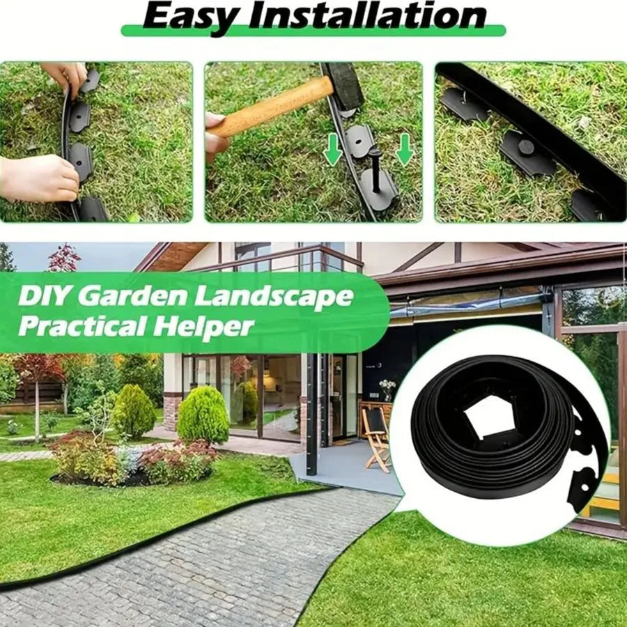 Garden Greening Grass Stone Divider With Thick Soil Barrier