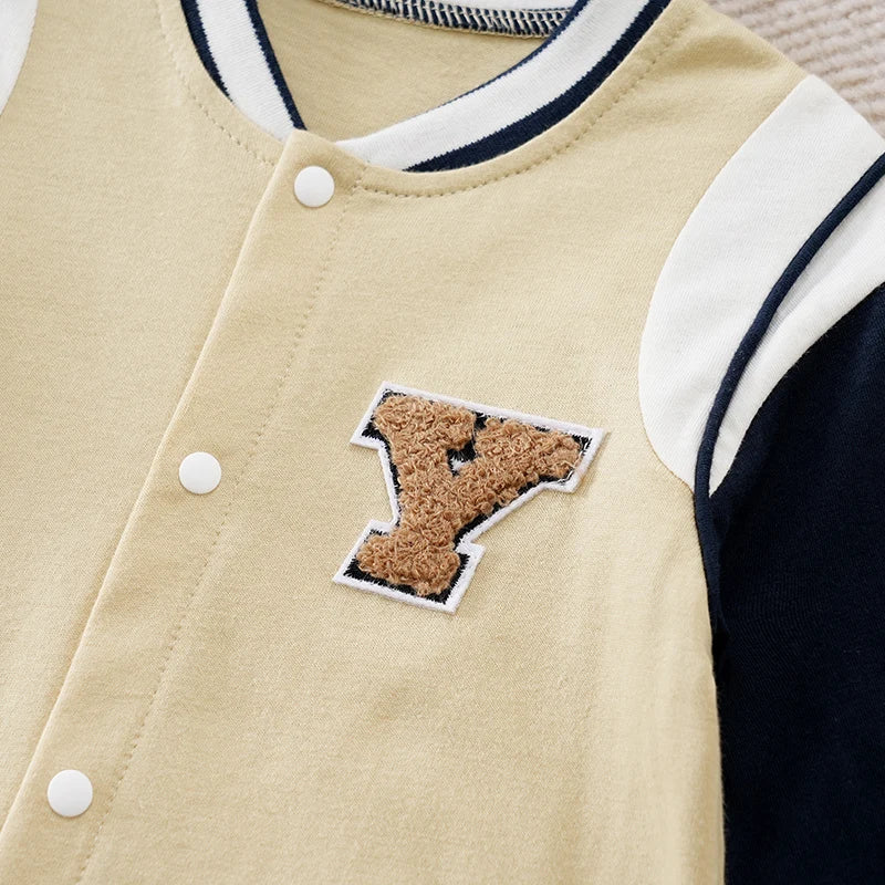 Handsome Baseball Jersey Cotton Comfortable Long Sleeve Casual Baby Bodysuit