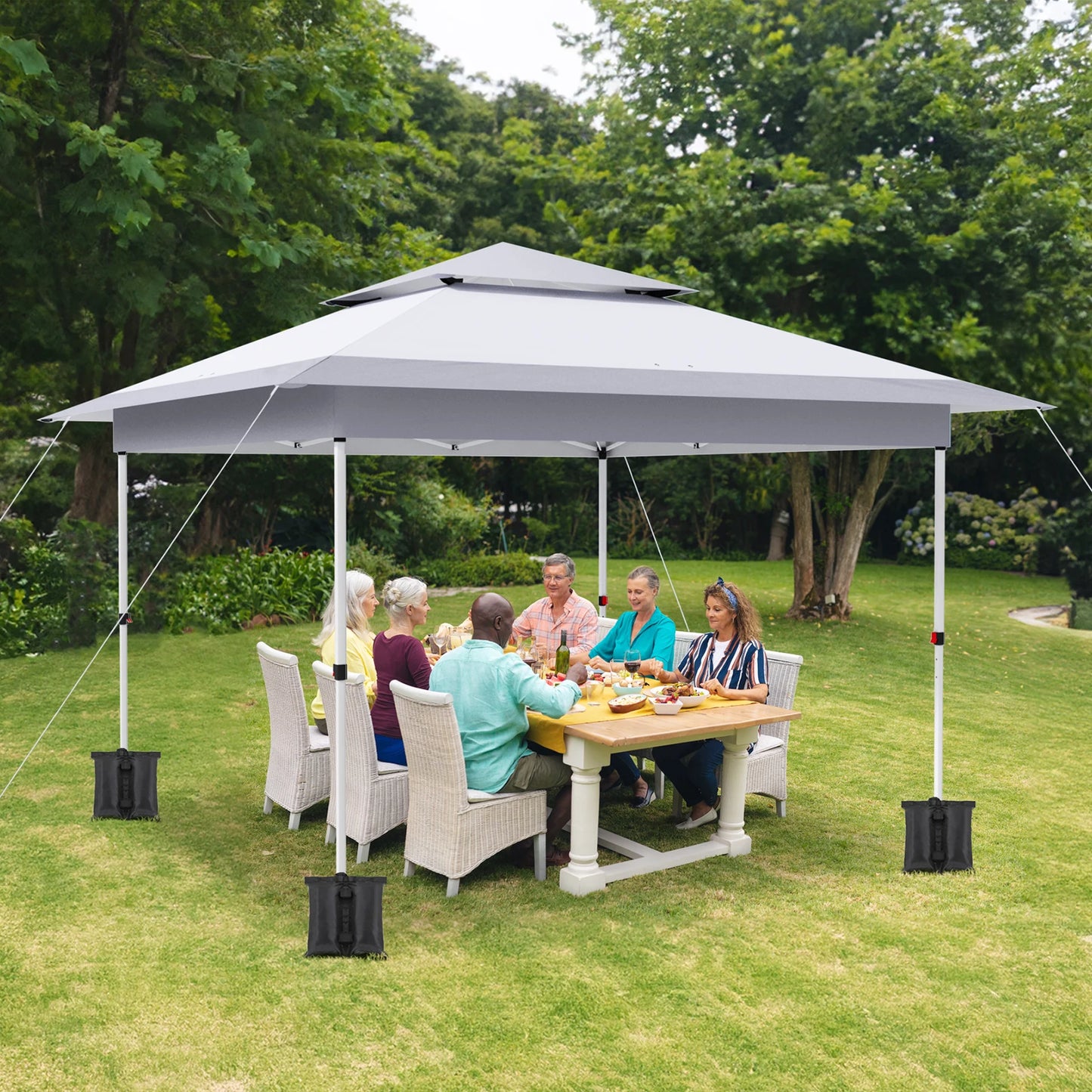 Gazebo Outdoor Pop up Canopy Tent 3.6x3.6m with Curtains and Shelter for Patio