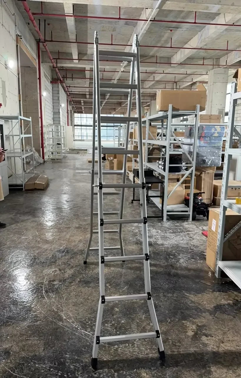 Telescoping Extension Ladder 4.8M Aluminum 150kg Max Capacity