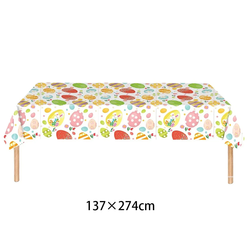 1pcs Table cover Linen Easter Bunny Rabbit