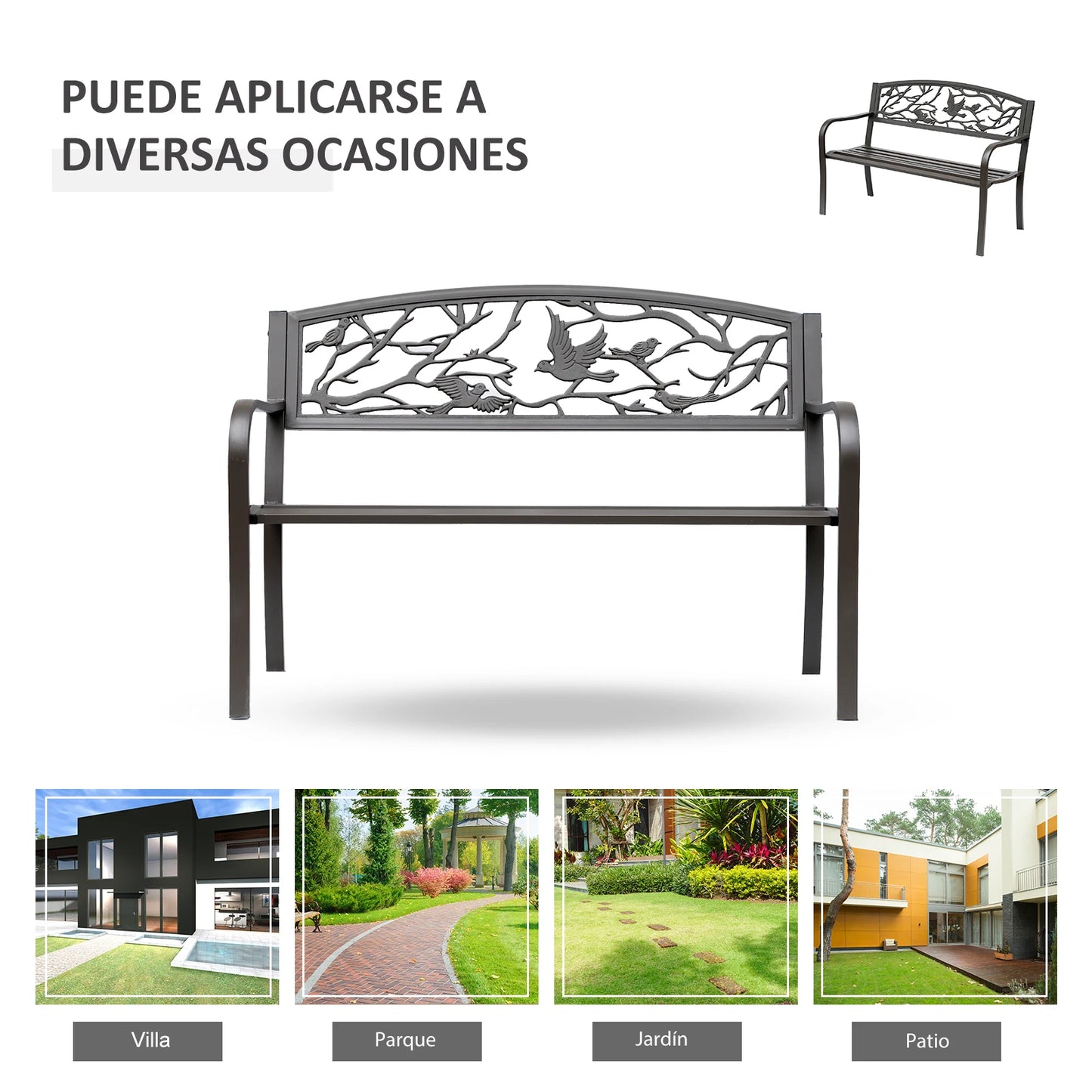 Outsunny brown animal Image backrest garden bench 127x60x85 cm