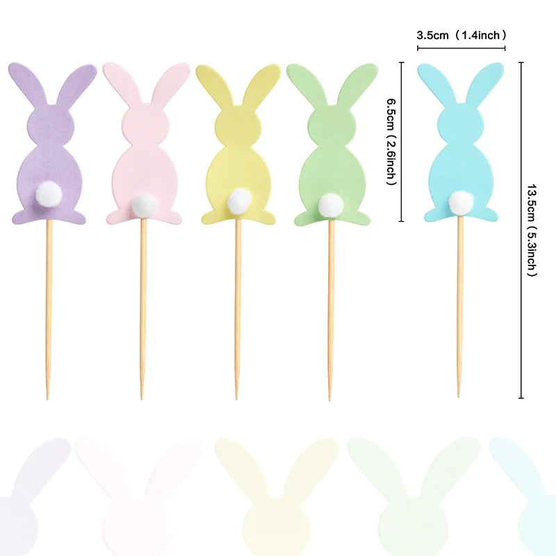 Cute Easter Bunny Ears Cupcake Toppers