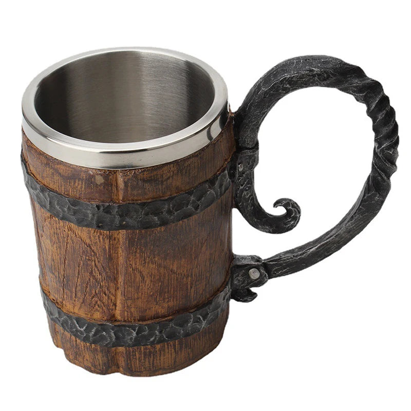 Creative Wooden Barrel Beer Mug Viking Style