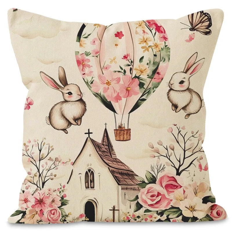 Easter Bunny Print Pattern Home Decor Pillowcase