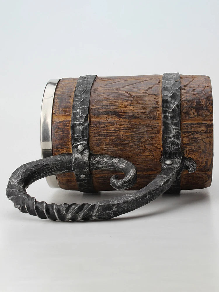Creative Wooden Barrel Beer Mug Viking Style