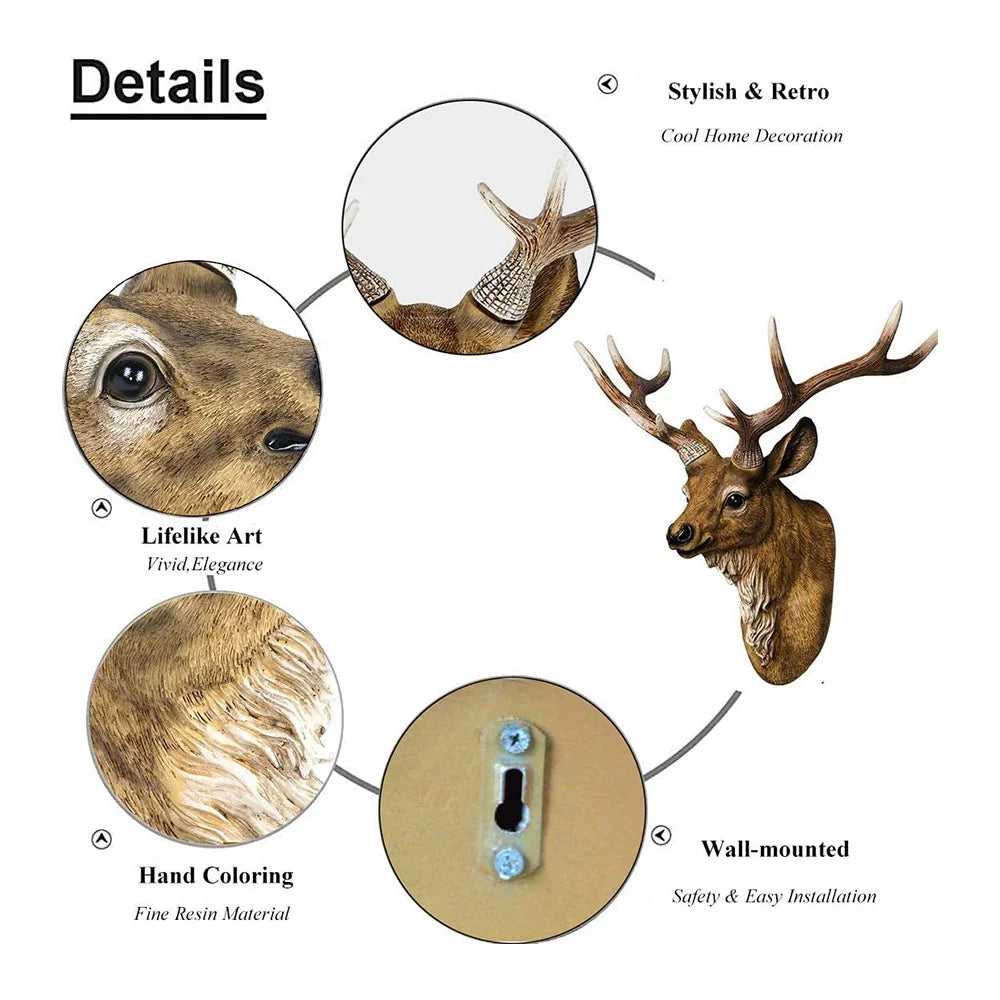 Faux Deer Head 17 inch Faux Animal Head Wall Décor Handmade