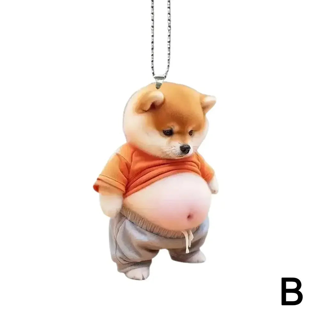2D Car Cute Cat-Shaped Pendant Realistic Animal Rearview