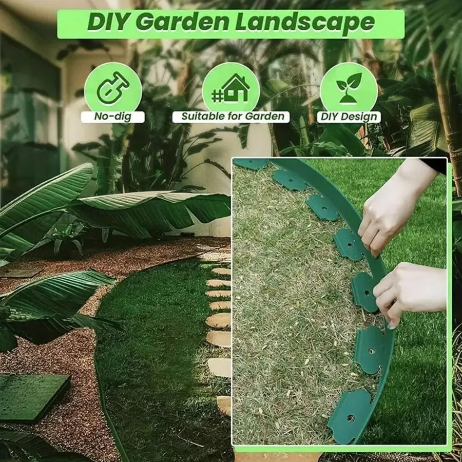 Garden Greening Grass Stone Divider With Thick Soil Barrier