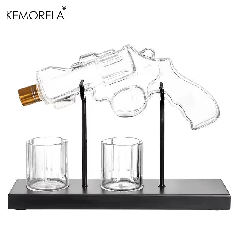 Revolver Glass Decanter Whiskey Glass Set Wine Dispenser
