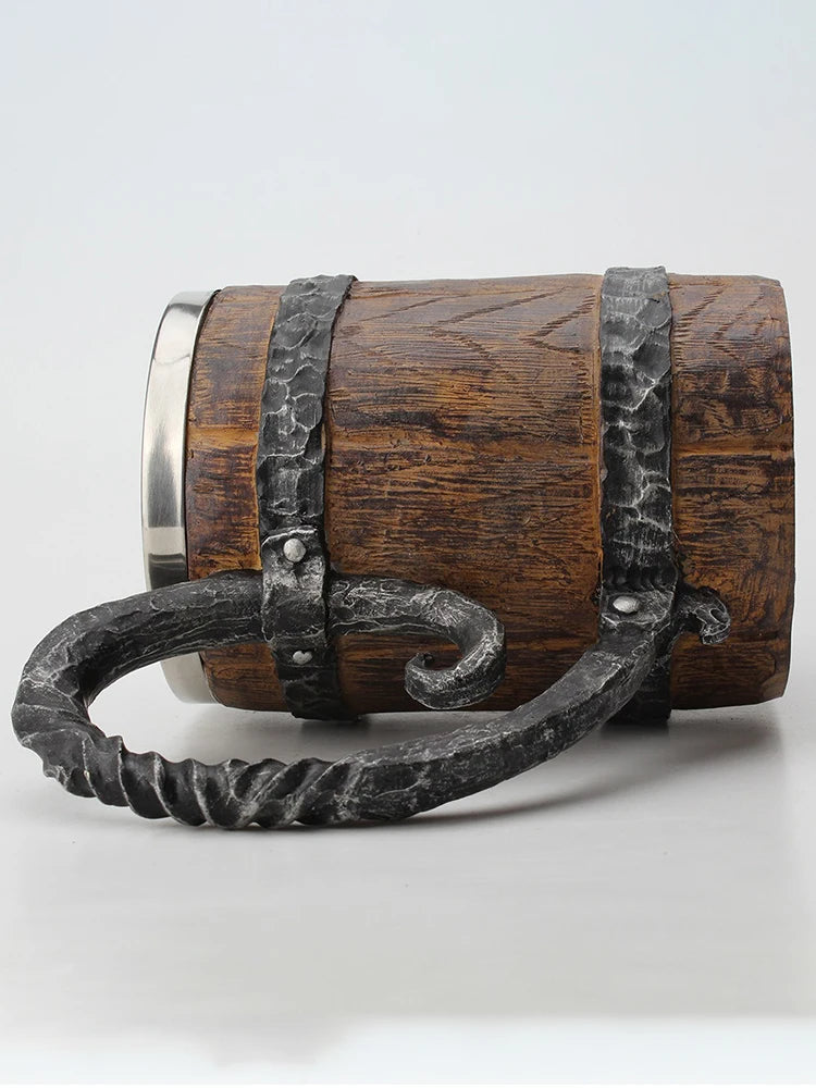 Creative Wooden Barrel Beer Mug Viking Style