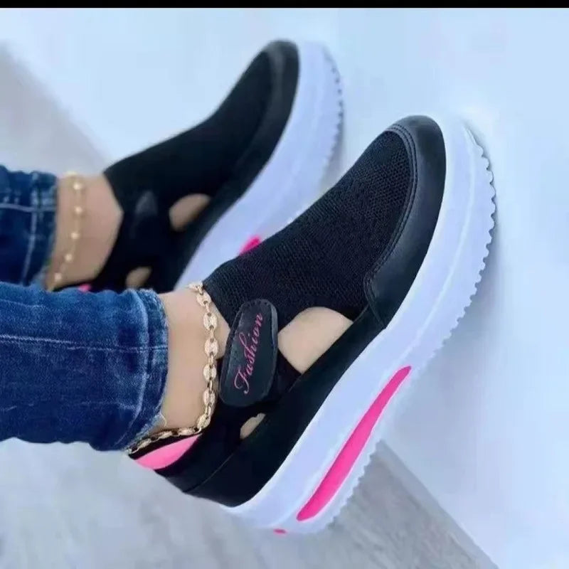 Red Casual Shoes Women Breathable