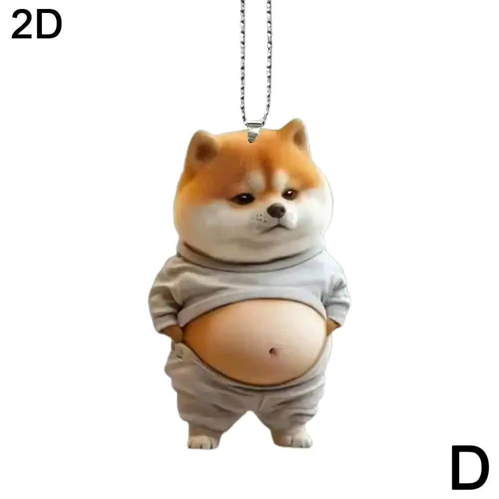 2D Car Cute Cat-Shaped Pendant Realistic Animal Rearview