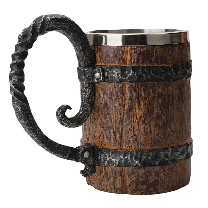 Creative Wooden Barrel Beer Mug Viking Style