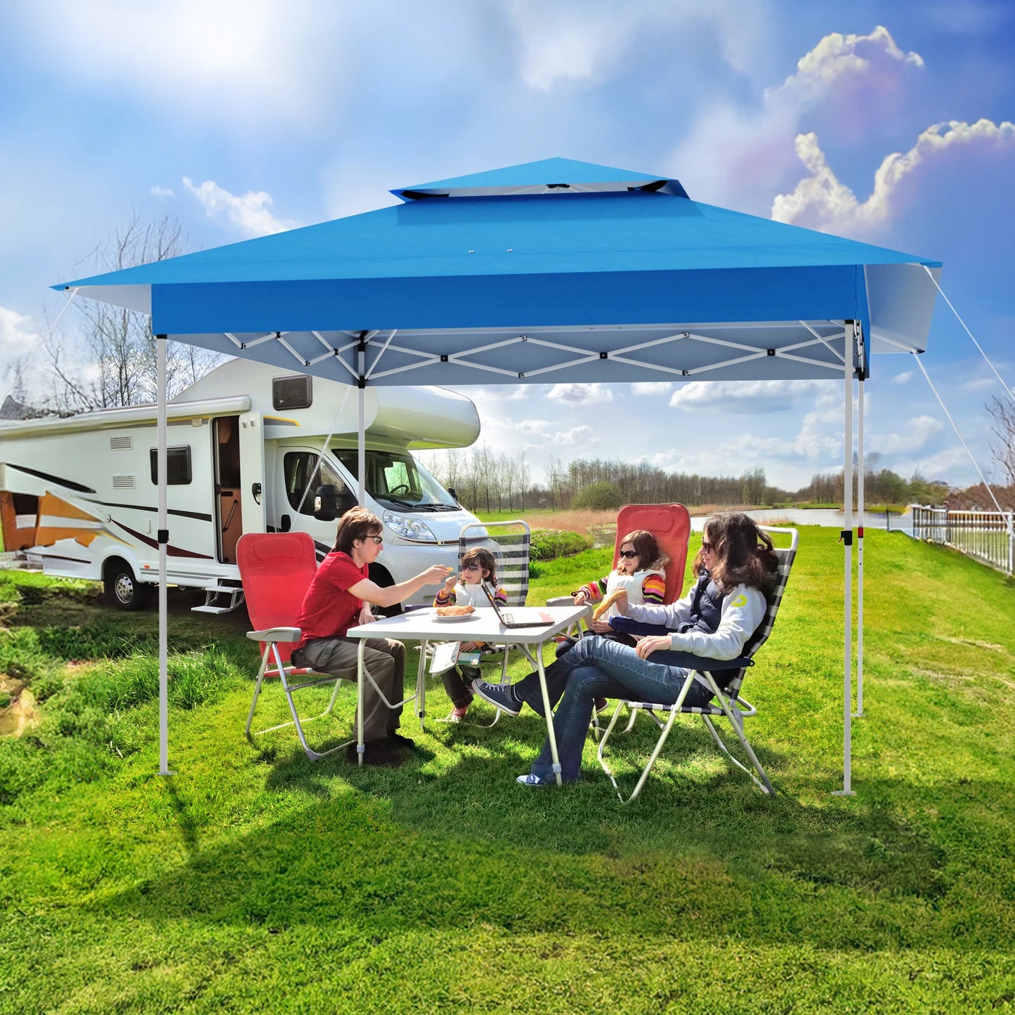 Gazebo Outdoor Pop up Canopy Tent 3.6x3.6m with Curtains and Shelter for Patio